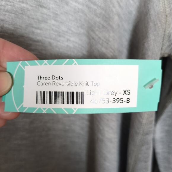 THREE DOTS Stitch Fix Light Grey Caren Reversible Knit Top Asymmetric Women's XS - Picture 4 of 6